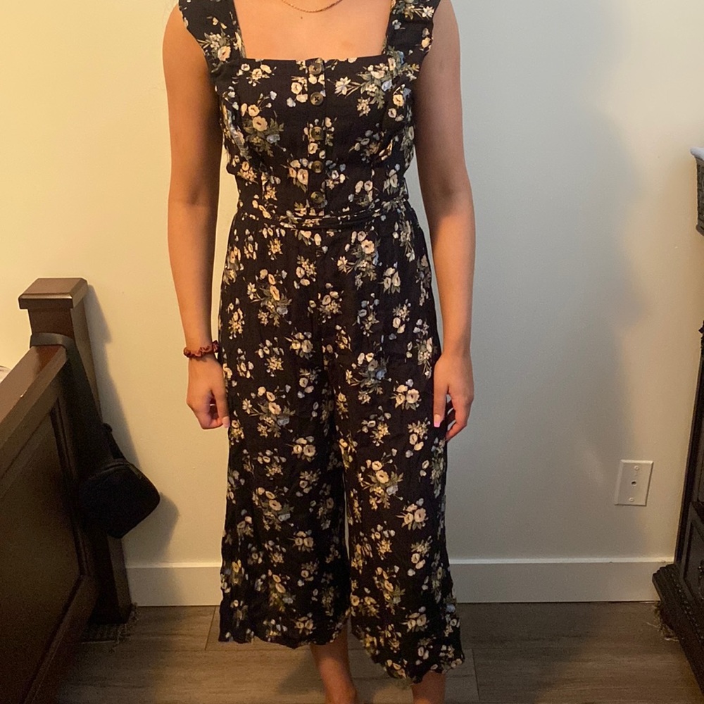 Black floral romper